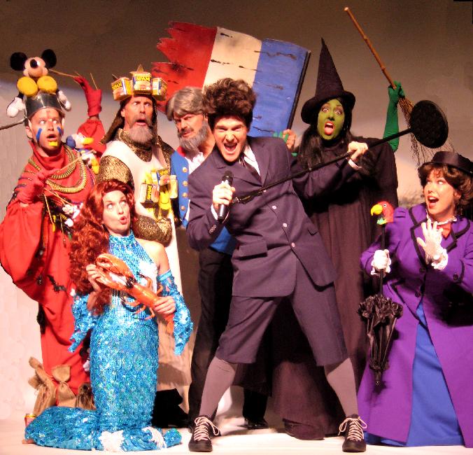 forbidden broadway rude awakening, jared bradshaw, val fagan michael west, janet dickinson, bill selby, gina kreizmar, james donegan
